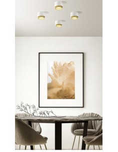 Faretto da soffitto Syme tondo in gesso bianco con ghiera in ottone, GX53 | Sforzin Miloox -SFORZIN - MILOOX 2