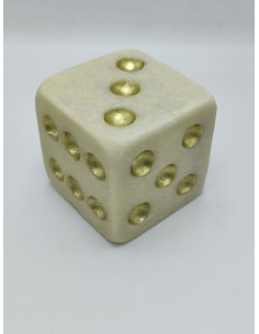 Scultura dado Quarzy in resina effetto quarzo bianco e oro, 12 x 12 x 12 cm | Mauro Ferretti -MAURO FERRETTI