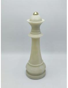 Statua Regina degli scacchi Quarzy in resina quarzo bianco e oro, H 36 cm | Mauro Ferretti -MAURO FERRETTI