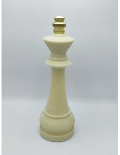 Statua Re degli scacchi Quarzy in resina quarzo bianco e oro, H 41 cm | Mauro Ferretti -MAURO FERRETTI