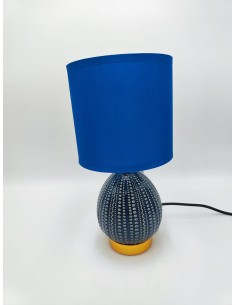 Lampada da comodino Flavi in ceramica blu con paralume in tessuto, Ø 15 cm | Mauro Ferretti -MAURO FERRETTI