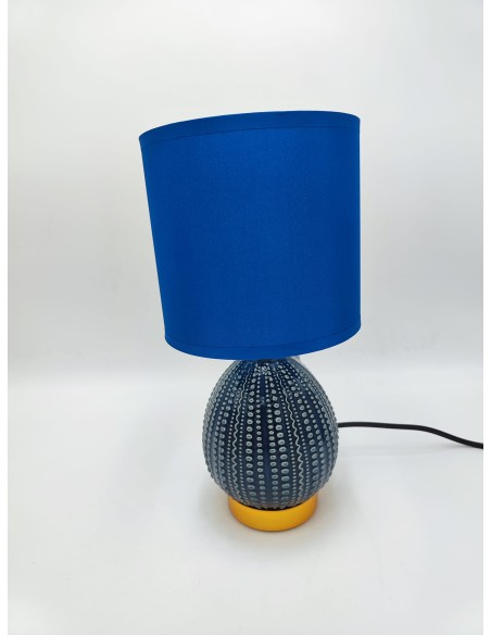 Lampada da comodino Flavi in ceramica blu con paralume in tessuto, Ø 15 cm | Mauro Ferretti -MAURO FERRETTI