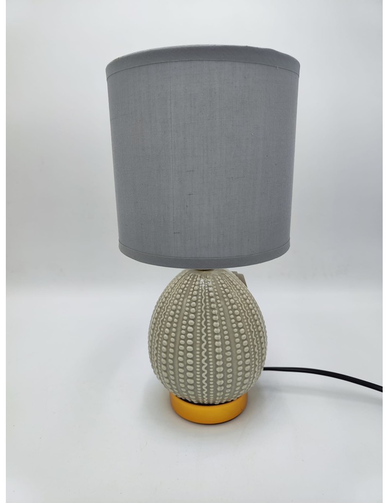 Lampada da comodino Flavi in ceramica grigia con paralume in tessuto, Ø 15 cm | Mauro Ferretti -MAURO FERRETTI