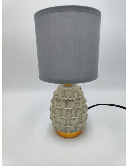 Lampada da comodino Pigny in ceramica grigia con paralume in tessuto, Ø 15 cm | Mauro Ferretti -MAURO FERRETTI