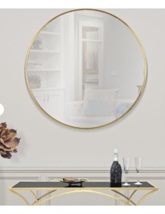 Specchio rotondo Elegant Ø 100 cm con cornice oro, linee minimaliste | Mauro Ferretti -MAURO FERRETTI