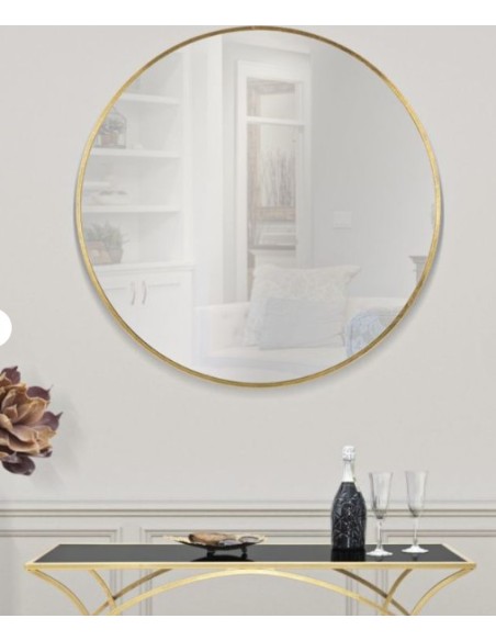 Specchio rotondo Elegant Ø 100 cm con cornice oro, linee minimaliste | Mauro Ferretti -MAURO FERRETTI