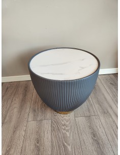 Tavolino da caffè Elge Ø 46 cm in ceramica nera effetto marmo, base oro | Mauro Ferretti -MAURO FERRETTI