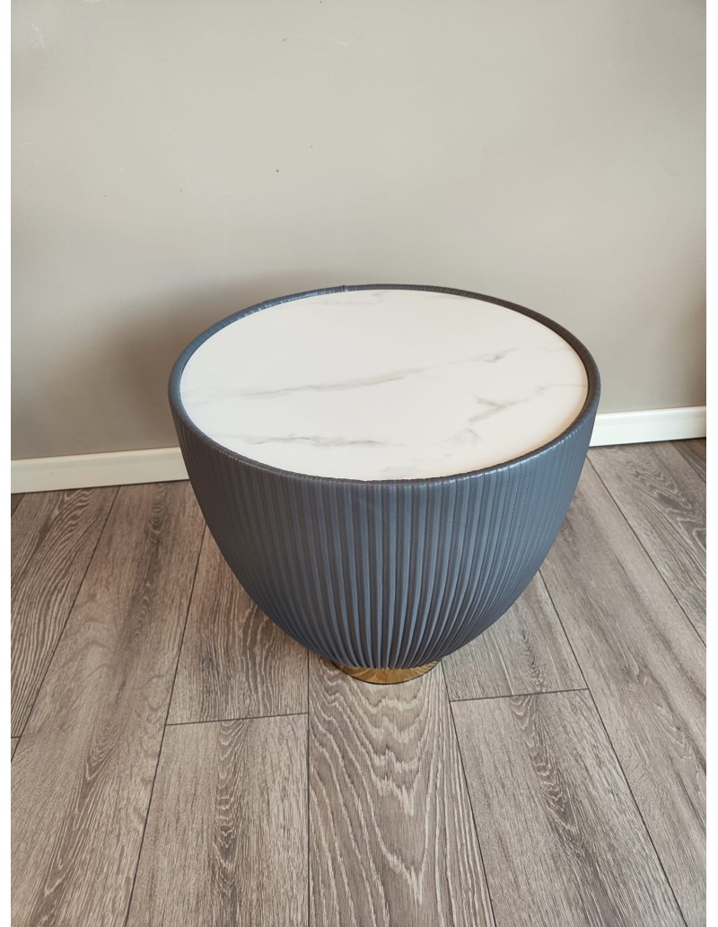 Tavolino da caffè Elge Ø 46 cm in ceramica nera effetto marmo, base oro | Mauro Ferretti -MAURO FERRETTI