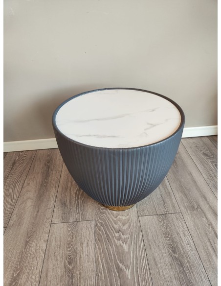 Tavolino da caffè Elge Ø 46 cm in ceramica nera effetto marmo, base oro | Mauro Ferretti -MAURO FERRETTI