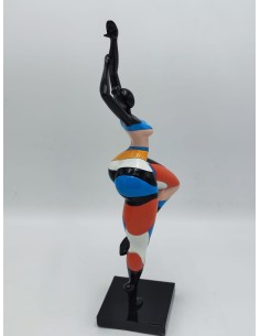 Statua Dance Rubic donna in resina con vestito a linee colorate, H 38,5 cm | Mauro Ferretti -MAURO FERRETTI 2
