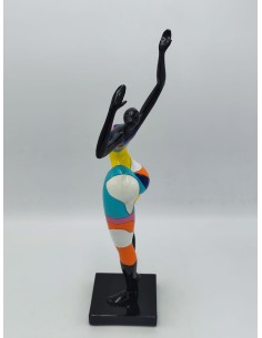 Statua Dance Rubic donna in resina con vestito a linee colorate, H 38 cm | Mauro Ferretti -MAURO FERRETTI 2