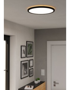 Plafoniera LED Rovito tonda Ø 39 cm nera, 2300 lm, Tunable White 2700/4000/6500 K, IP44 | Eglo -EGLO