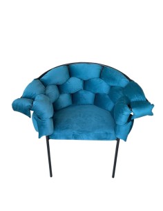 Poltrona Sofa in velluto ottanio con gambe in metallo nero, 80x91,5x69,5 cm | Eglo -EGLO