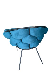 Poltrona Sofa in velluto ottanio con gambe in metallo nero, 80x91,5x69,5 cm | Eglo -EGLO 2