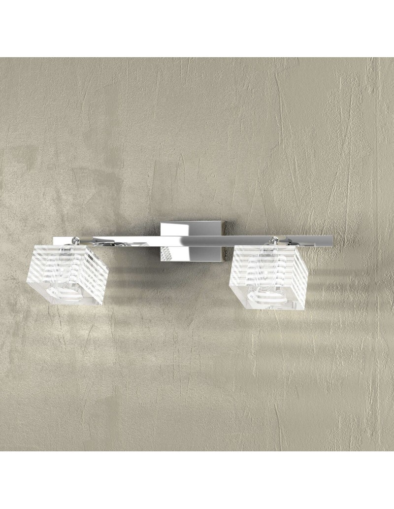Applique Metropolitan 2 faretti orientabili cromo con cubi in vetro bianco, G9 | Top Light -TOP LIGHT