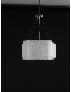 Sospensione ovale Ylenia a 3 luci in vetro marmorizzato bianco e cromo | GM Illuminazione -GM ILLUMINAZIONE