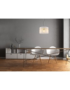 Lampada a sospensione Gorley tonda Ø 40 in bacchette di vetro e metallo oro satinato | Globo Lighting -GLOBO LIGHTING 2