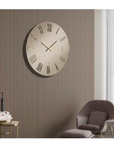 Orologio da parete Mirian Ø 80 cm in vetro bronzo specchiato, numeri in legno oro opaco | Abitarte -ABITARTE 2