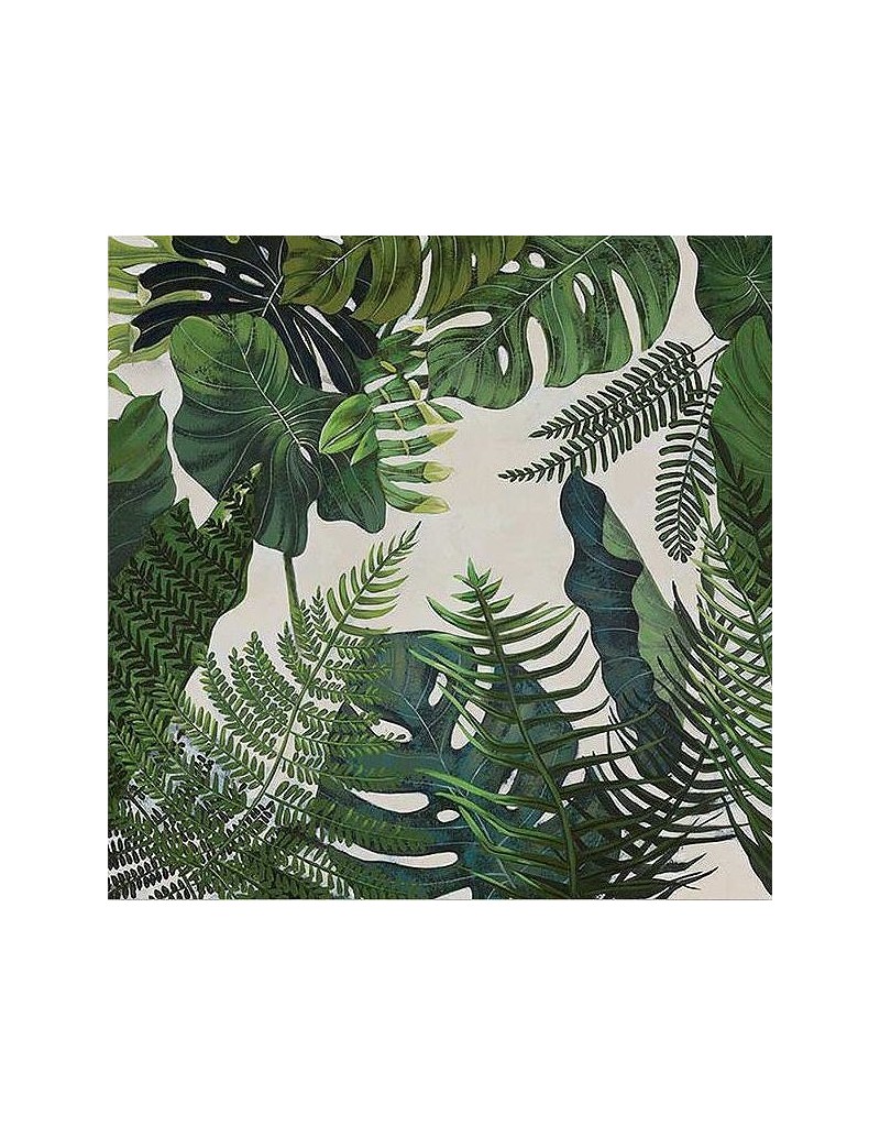 Quadro Esplosione Tropicale 90x90 cm foglie di giungla, dipinto a mano su tela | Agave -AGAVE