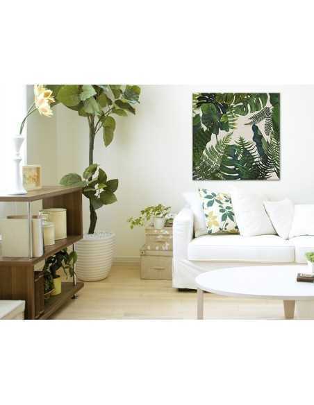 Quadro Esplosione Tropicale 90x90 cm foglie di giungla, dipinto a mano su tela | Agave -AGAVE