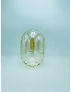 Sospensione Cognac 3 gocce in vetro ambra, base rettangolare cromo e nero opaco | Fabas Luce -FABAS LUCE 2