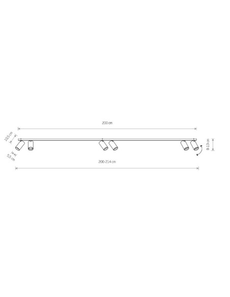 Barra con 6 faretti orientabili Mono in acciaio nero e oro, L 200 cm, GU10 | Nowodvorski -NOWODVORSKI