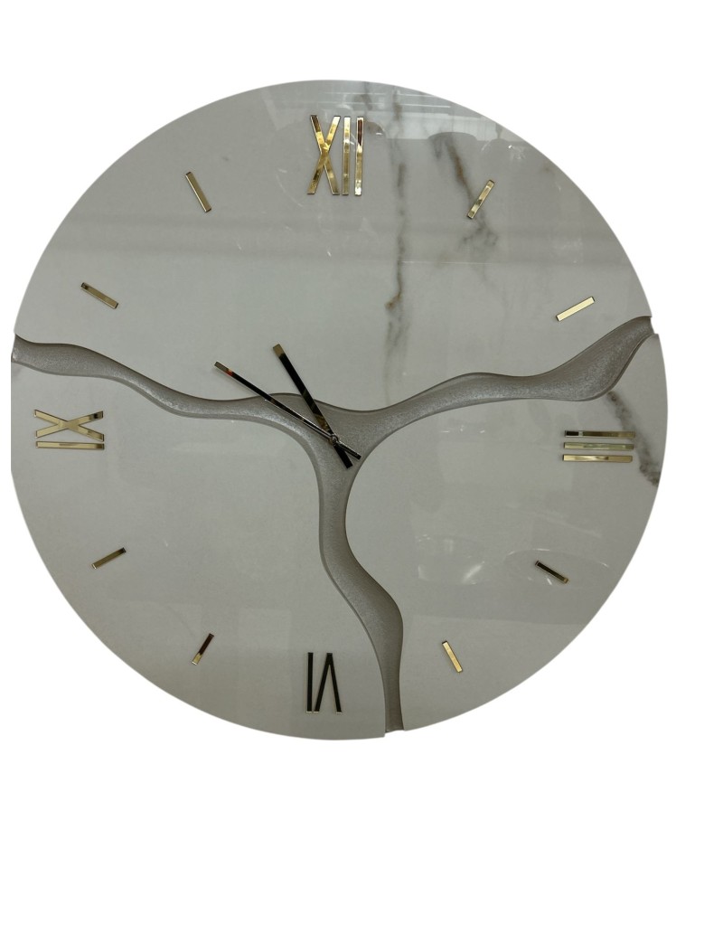 Orologio da parete Ø 70 cm in Kerlite Calacatta oro con numeri romani oro | Brindicci -BRINDICCI