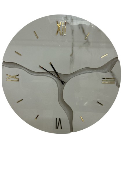 Orologio da parete Ø 70 cm in Kerlite Calacatta oro con numeri romani oro | Brindicci -BRINDICCI