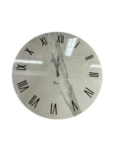 Orologio da parete Ø 60 cm in Kerlite Calacatta, numeri romani incisi, cromo | Brindicci -BRINDICCI