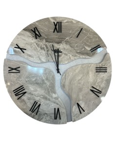 Orologio da parete Meteora Ø 50 cm in MDF effetto marmo, numeri e lancette nere | Brindicci -BRINDICCI