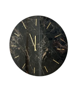 Orologio da parete Porto Venere Ø 60 cm in marmo nero venato tortora, lancette oro | Brindicci -BRINDICCI
