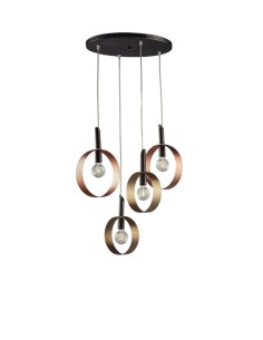 Lampadario a sospensione Bolla Ø 50 a cerchi in metallo oro e rame, base nera | Leolux -LEOLUX