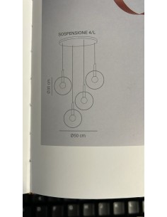 Lampadario a sospensione Bolla Ø 50 a cerchi in metallo oro e rame, base nera | Leolux -LEOLUX 2