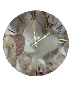 Orologio da parete Sahara Ø 40 cm in resina effetto marmo rosa e grigio, oro | Artidea -ARTIDEA