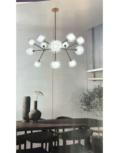 Lampadario Milano Ø 100 a 12 luci G9 con doppie sfere in vetro, nero e oro | GM Illuminazione -GM ILLUMINAZIONE