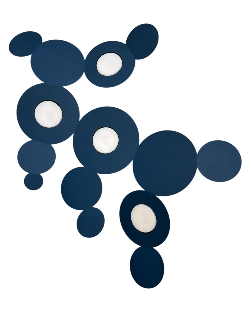 Plafoniera Mickey a 4 dischi in metallo blu, L 75 cm, 4 x GX53, parete o soffitto | Cattaneo -CATTANEO