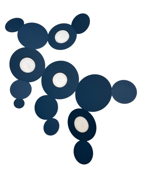 Plafoniera Mickey a 4 dischi in metallo blu, L 75 cm, 4 x GX53, parete o soffitto | Cattaneo -CATTANEO