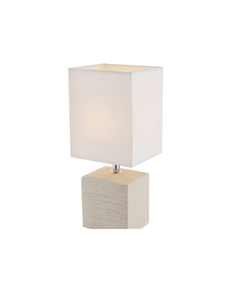 Lampada da tavolo Geri quadrata in ceramica beige con paralume bianco, E14 | Globo Lighting -GLOBO LIGHTING