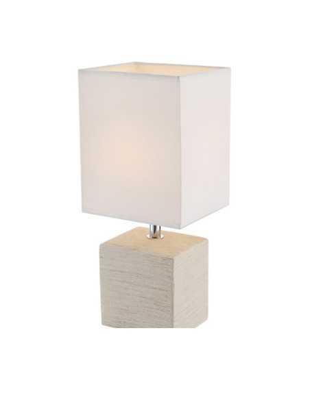Lampada da tavolo Geri quadrata in ceramica beige con paralume bianco, E14 | Globo Lighting -GLOBO LIGHTING
