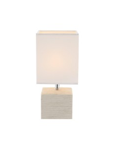 Lampada da tavolo Geri quadrata in ceramica beige con paralume bianco, E14 | Globo Lighting -GLOBO LIGHTING