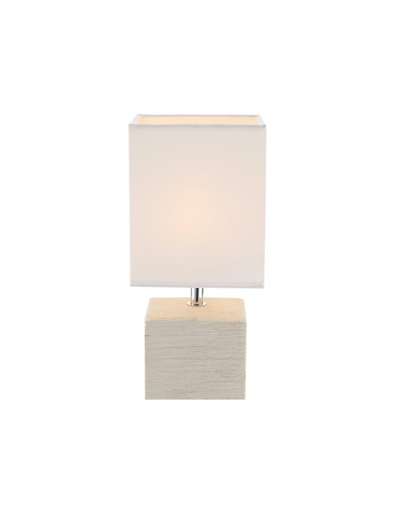Lampada da tavolo Geri quadrata in ceramica beige con paralume bianco, E14 | Globo Lighting -GLOBO LIGHTING