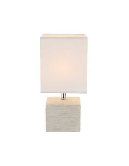 Lampada da tavolo Geri quadrata in ceramica beige con paralume bianco, E14 | Globo Lighting -GLOBO LIGHTING