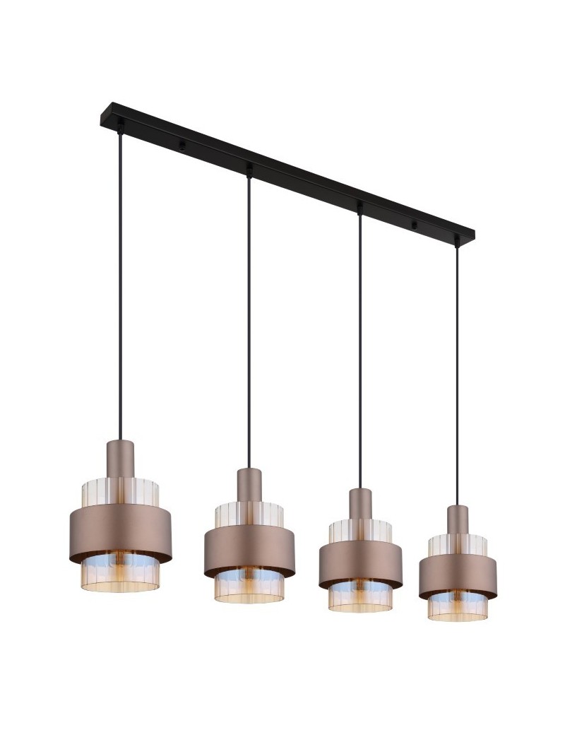 Sospensione Milley a 4 pendenti in vetro ambra e metallo nero satinato | Globo Lighting -GLOBO LIGHTING