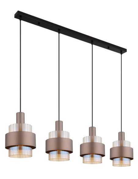 Sospensione Milley a 4 pendenti in vetro ambra e metallo nero satinato | Globo Lighting -GLOBO LIGHTING