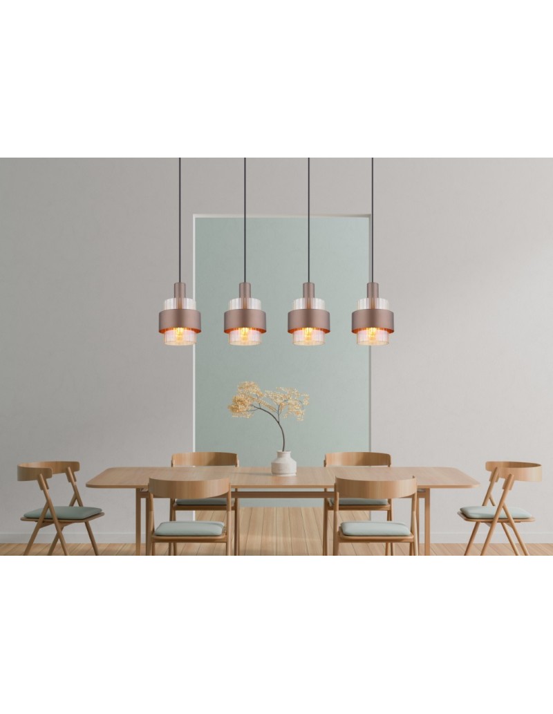 Sospensione Milley a 4 pendenti in vetro ambra e metallo nero satinato | Globo Lighting -GLOBO LIGHTING