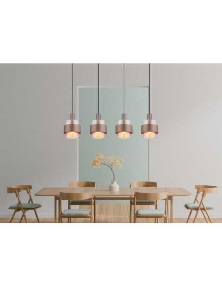 Sospensione Milley a 4 pendenti in vetro ambra e metallo nero satinato | Globo Lighting -GLOBO LIGHTING