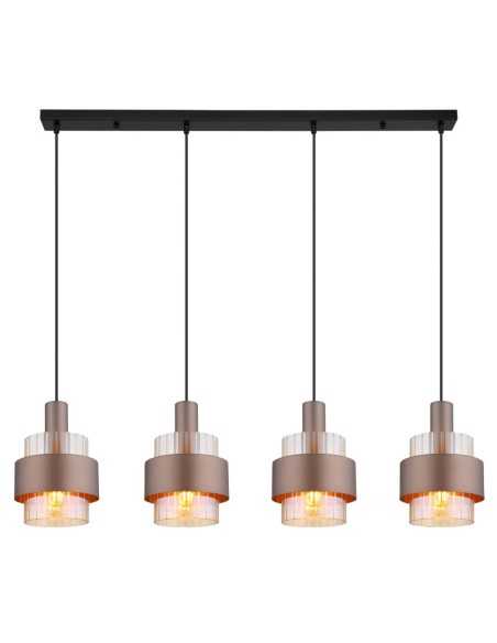 Sospensione Milley a 4 pendenti in vetro ambra e metallo nero satinato | Globo Lighting -GLOBO LIGHTING