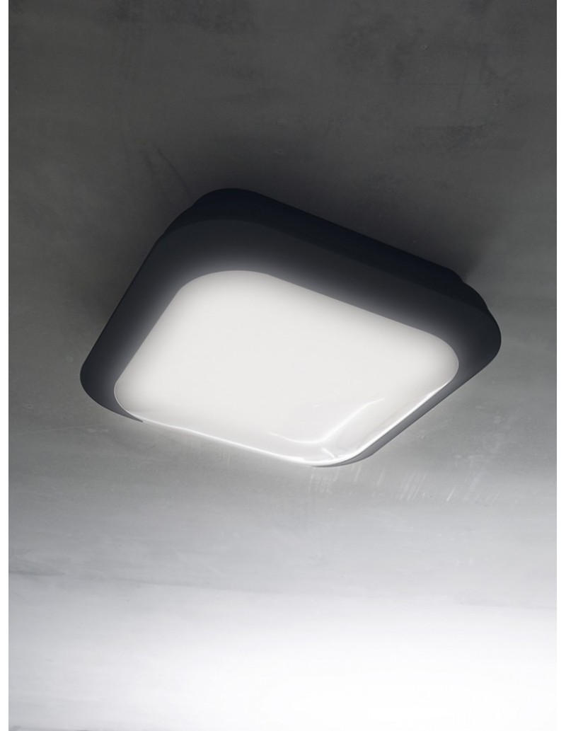 Plafoniera LED da esterno Sidhe quadrata 28 cm nera, 18 W 4000 K, IP66 | Gea Luce -GEA LUCE
