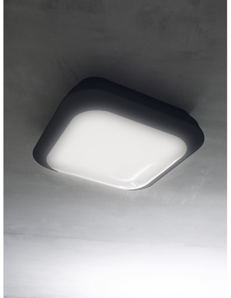 Plafoniera LED da esterno Sidhe quadrata 28 cm nera, 18 W 4000 K, IP66 | Gea Luce -GEA LUCE