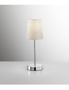Lumetto Paul in metallo cromo con paralume in stoffa simil juta, H 37 cm, E14 | Perenz -PERENZ 2